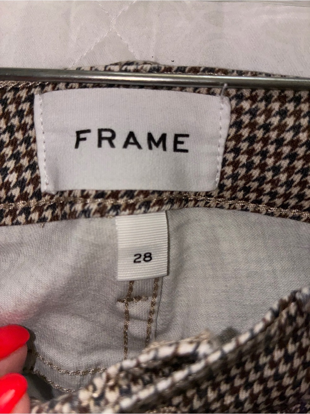 Frame Le Crop Flare Brown and Grey Houndstooth Jeans Sz 28 - Picture 2 of 14